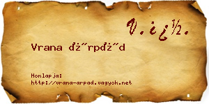 Vrana Árpád névjegykártya