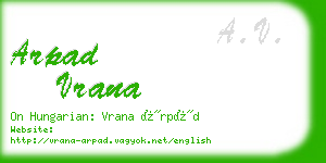 arpad vrana business card